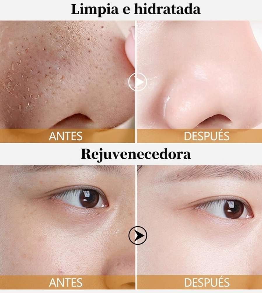 Mascarilla Facial Dorada Peel-Off Antiedad | Limpia Poros y Elimina Puntos Negros – Pack de 2