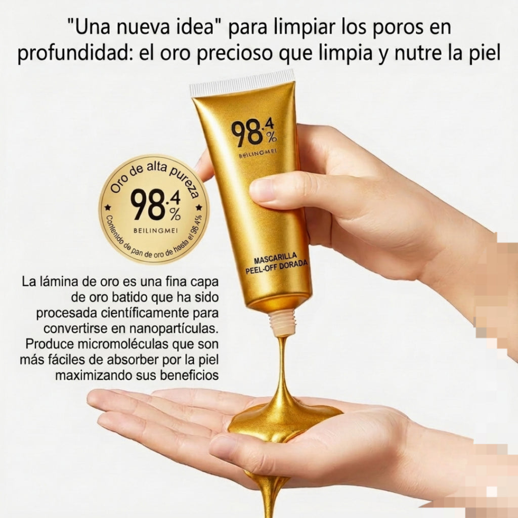 Mascarilla Facial Dorada Peel-Off Antiedad | Limpia Poros y Elimina Puntos Negros – Pack de 2